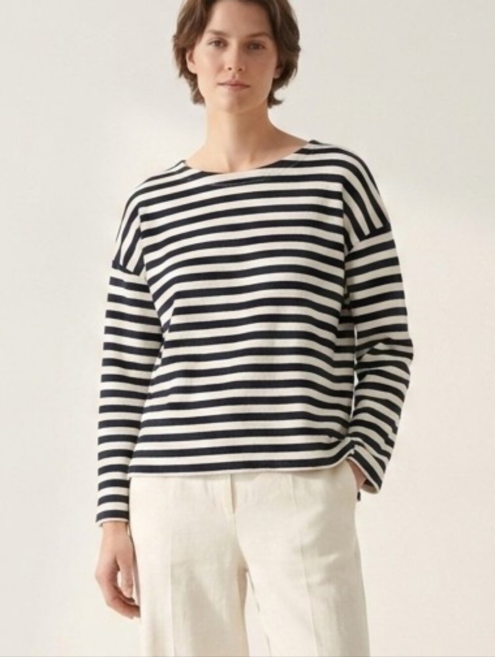 Cos Black & White Striped Long Sleeve Top Sz Xs Casual Classic Nautical Picnic